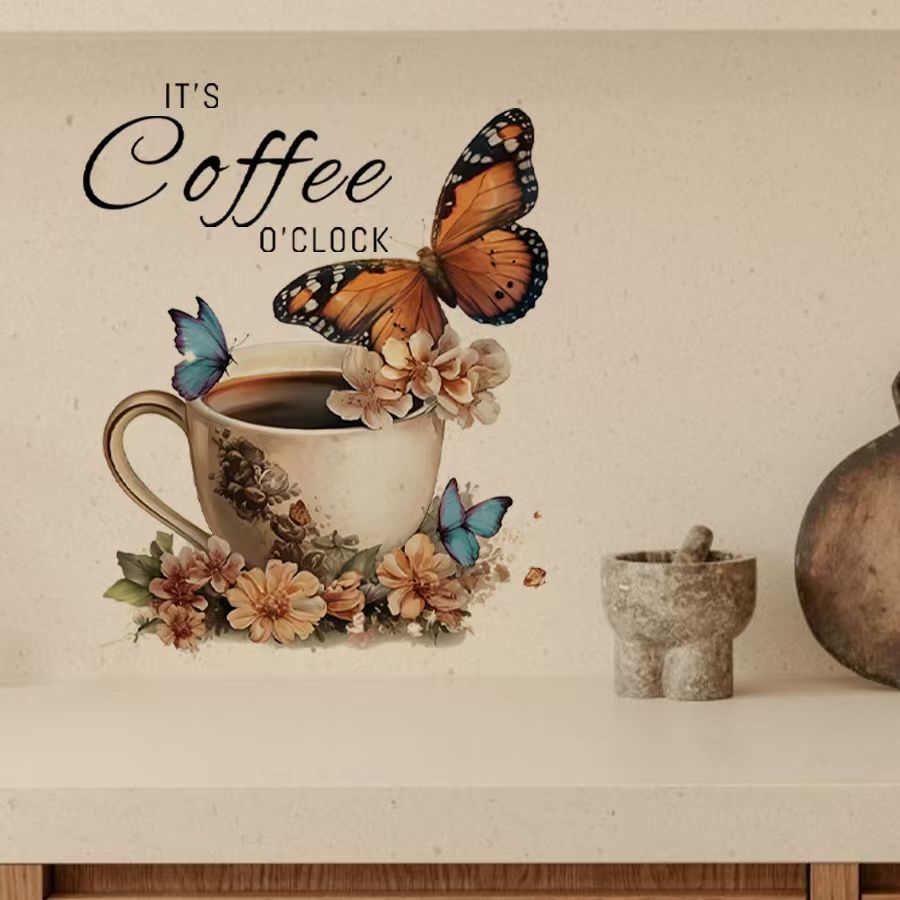 Home Office Backdrop - IT's Coffee O'Clock Creatieve PVC-stickers voor