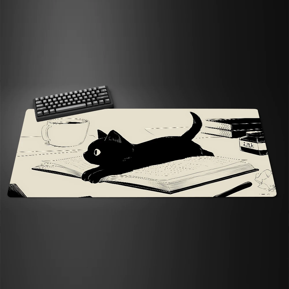 Mousepad Xl Extended - Zwarte Inkt Kat Anime Muismat XL
