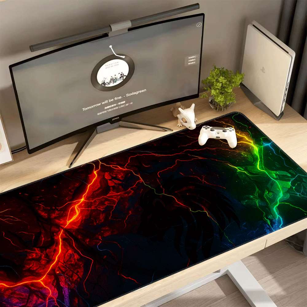 Mousepad Xl Extended - Kleurrijke Lightning Gaming Muismat XL Extra