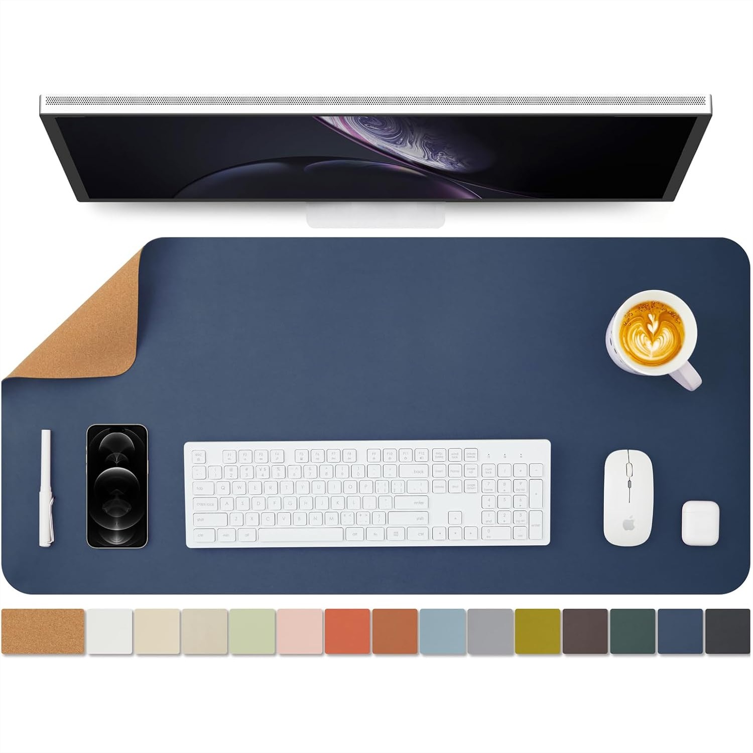 Desk Mat Leather - Kurken bureau-onderlegger dubbelzijdig voor kantoor en