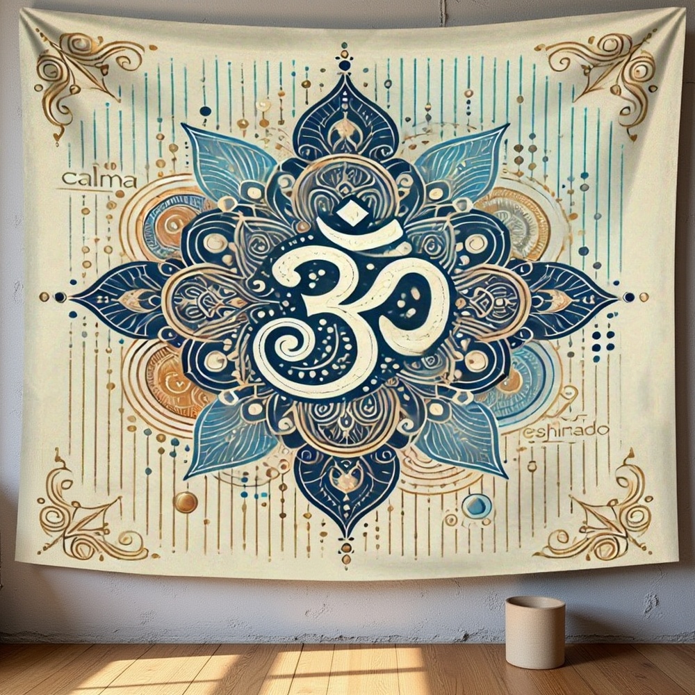 Home Office Backdrop - 1PC Mandala en Om symbool gedrukt