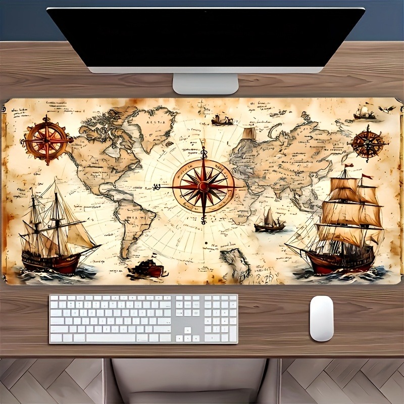 Mousepad Xl Extended - 1-delige verlengde muismat met retro nautisch