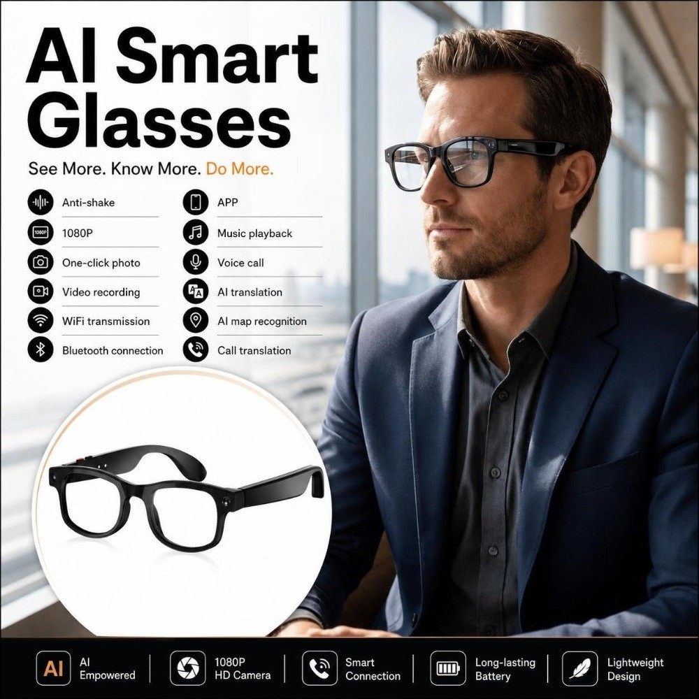 2-in-1 AI Smart Glasses HD Fot - Blue Light Glasses recensie en prijs