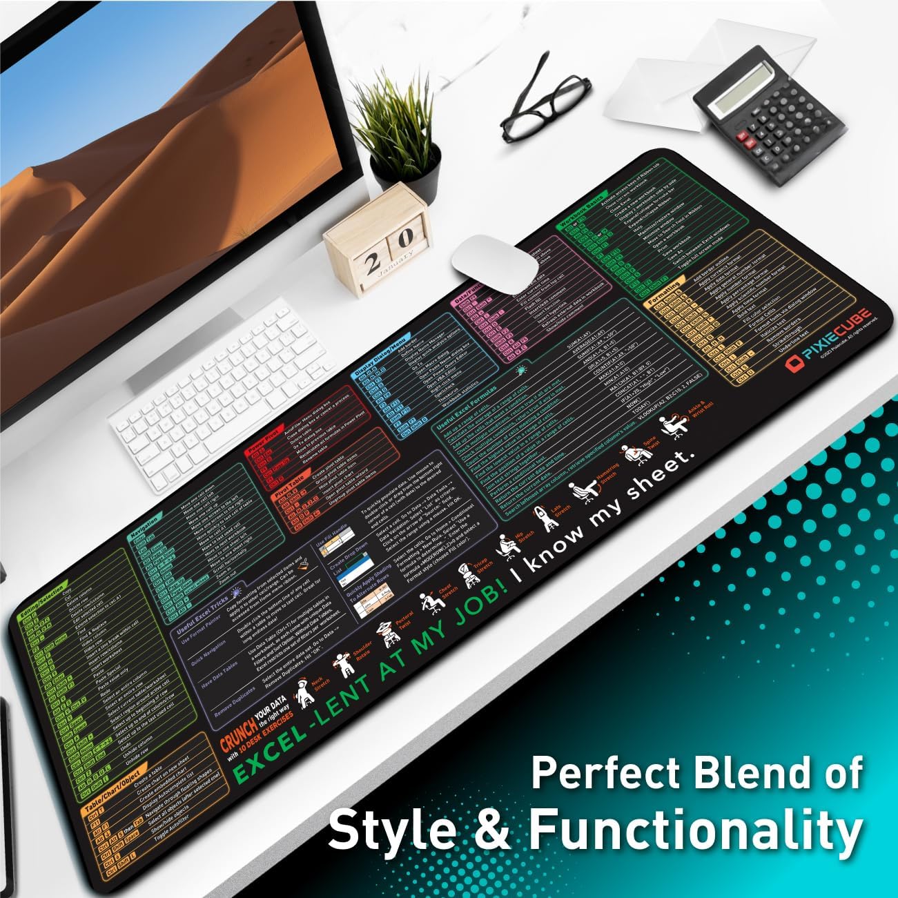 Pixiecube Excel Cheat Sheet bu - Mousepad Xl Extended recensie en prijs