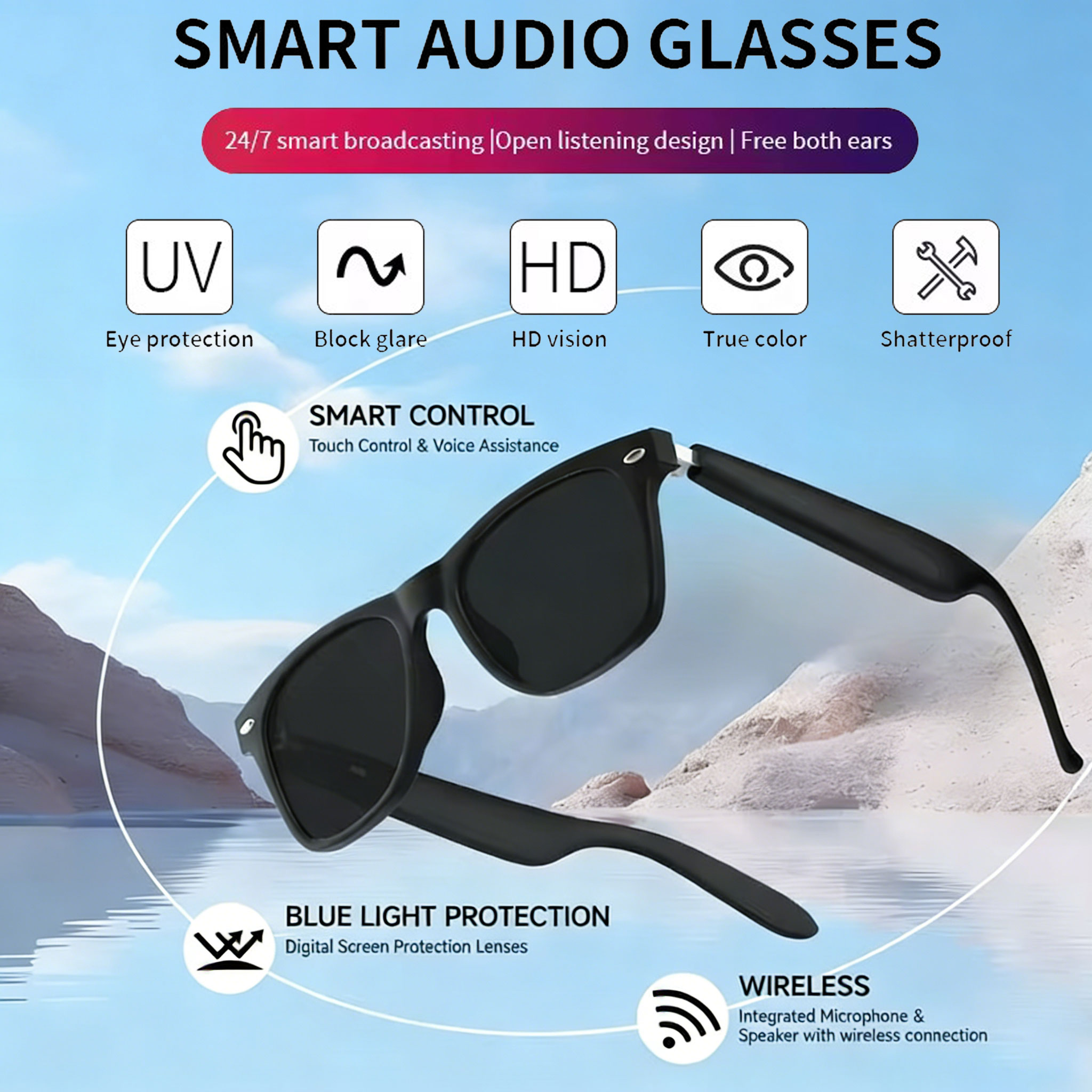 Nieuwe slimme bril Bluetooth-o - Blue Light Glasses recensie en prijs