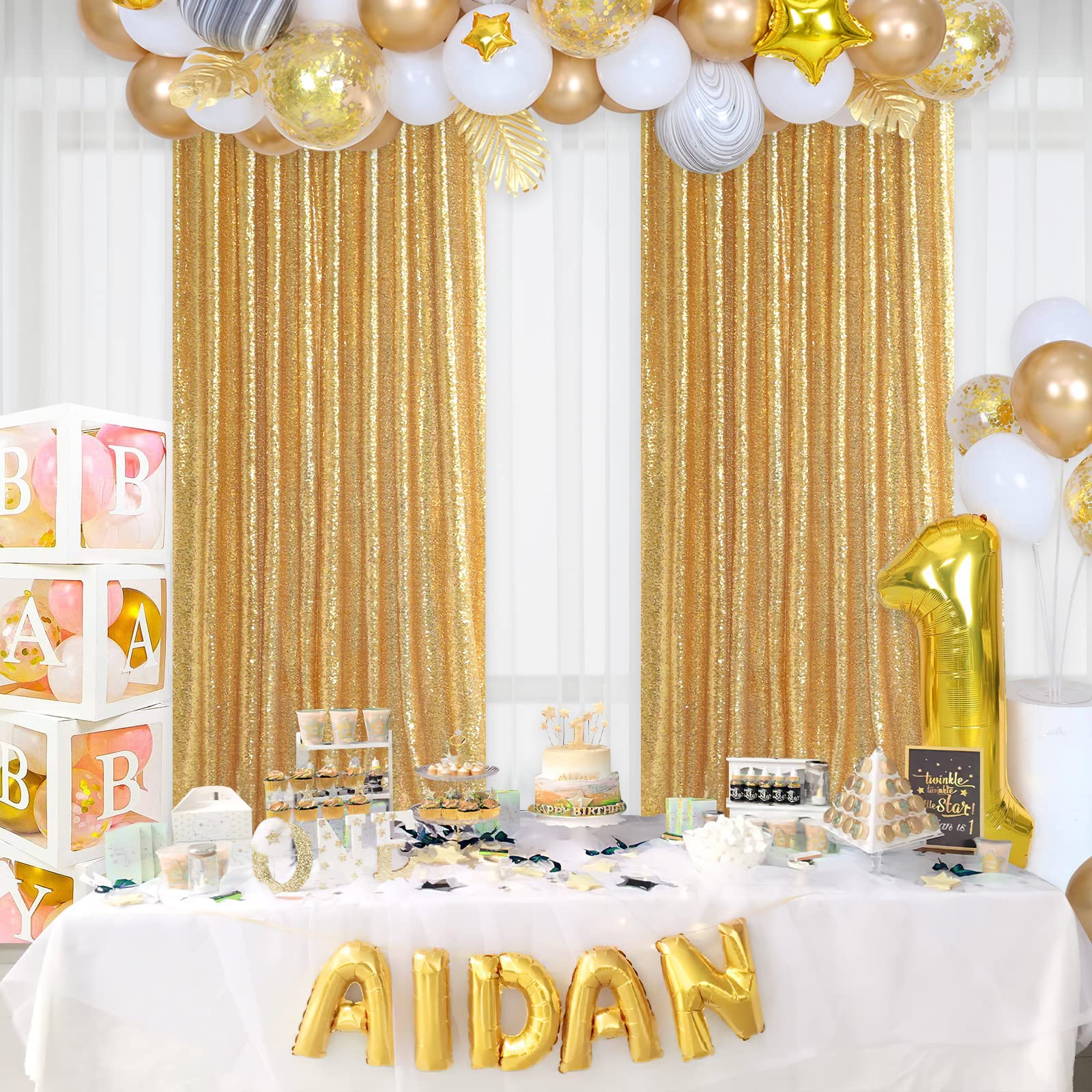 2 STKS Gold Sequin Party Achte - Home Office Backdrop recensie en prijs