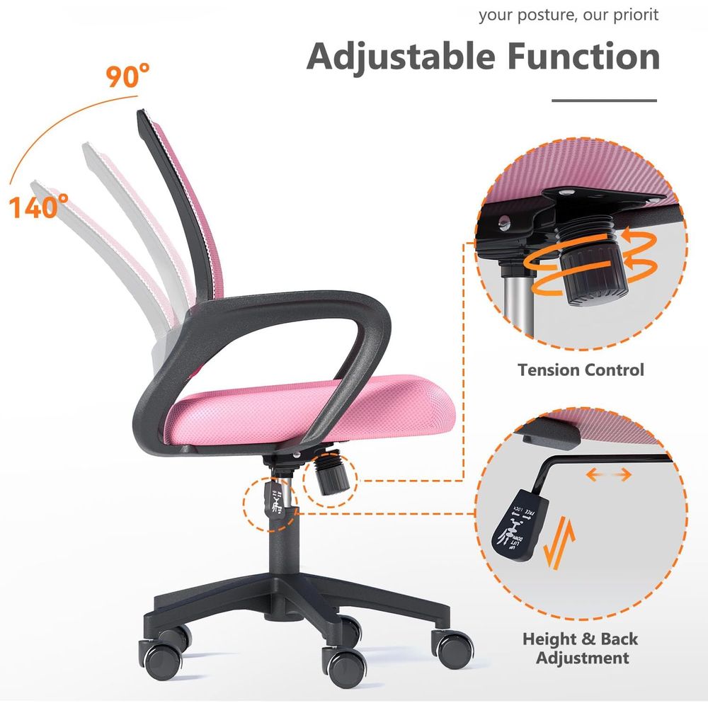 Roze ergonomische bureaustoel  - Home Office Chair recensie en prijs